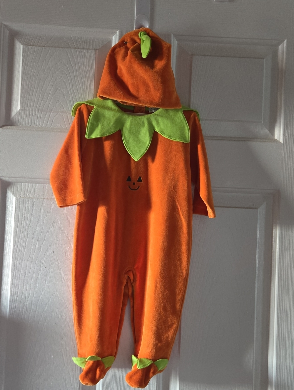 Kissy Kissy Orange Pumpkin One-Piece with Green Leaf Collar